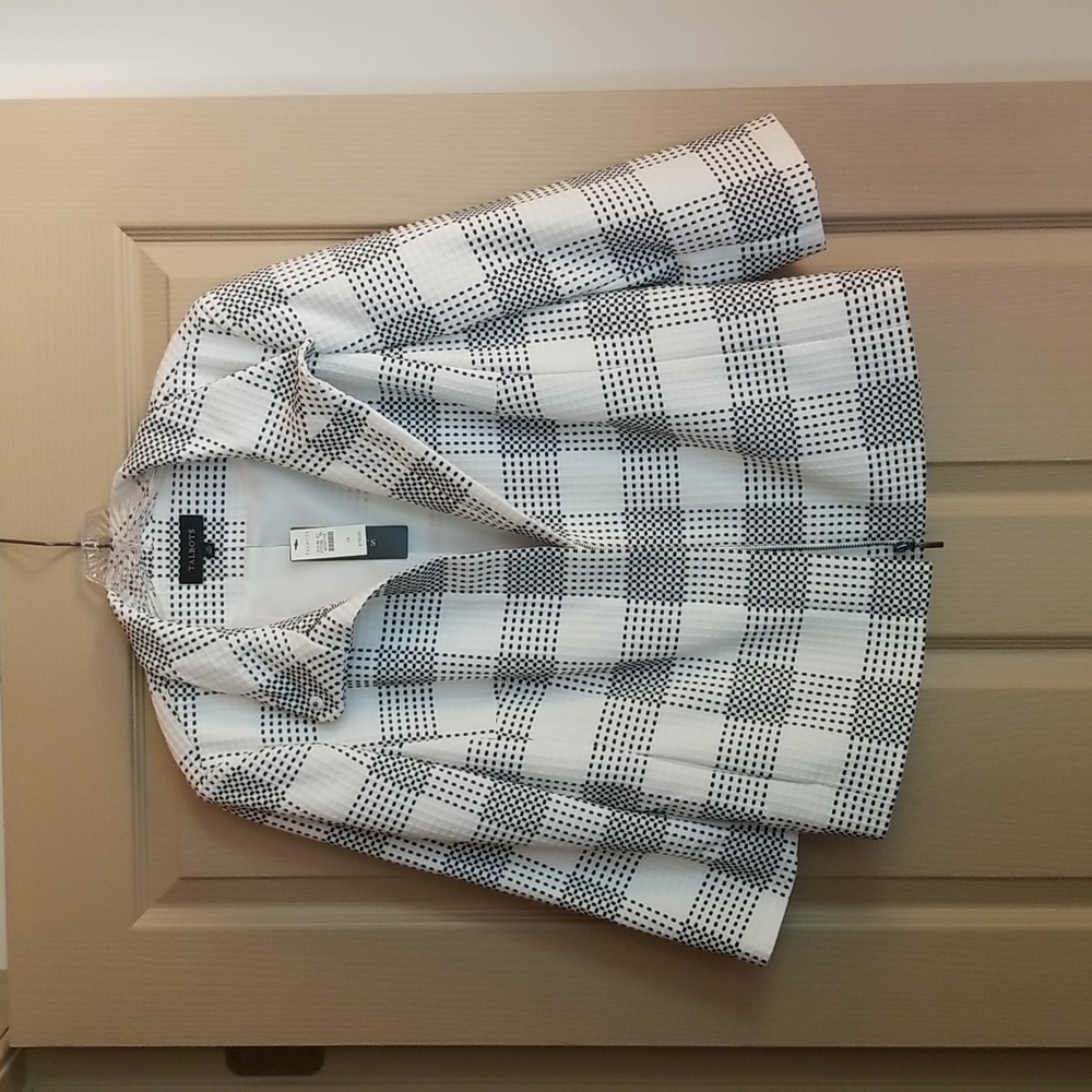 Talbots Black and White Woven Jacket, Size 10, NWT